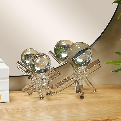 Deco 79 Crystal Abstract Sculpture Statues Set of 2