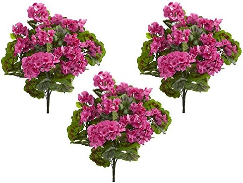 Nearly Natural Geranium Artificial Bush Set of 3 1