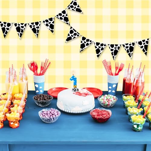 Blue Sky White Cloud Cow Birthday Candle Cake Topper Number 1