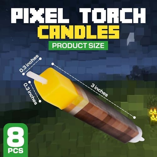 Pixel Torch Birthday Candles for Minecraft Parties 1