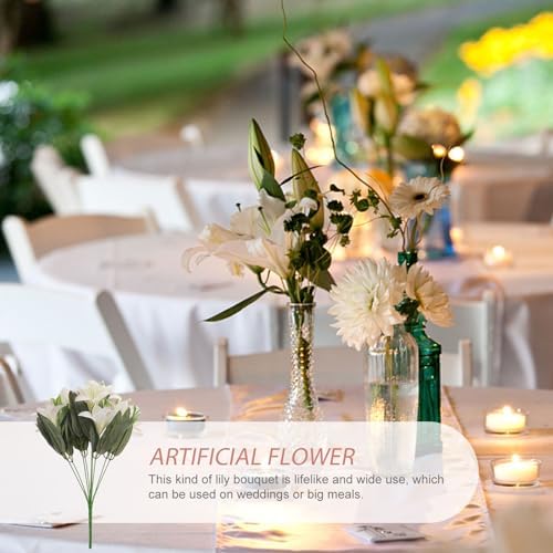 BESTOYARD Lifelike Artificial Lily Flower Bouquet Wedding Decor
