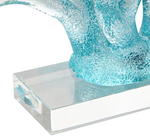 Deco 79 Blue Glass Coral Statue with Clear Base