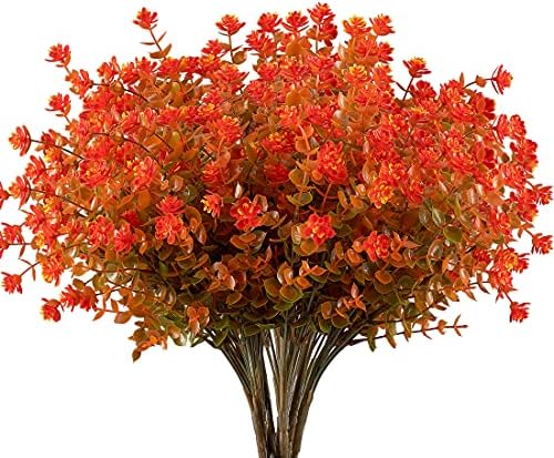 URSTOUD 24PCS Artificial Eucalyptus Plants Fall Orange 1