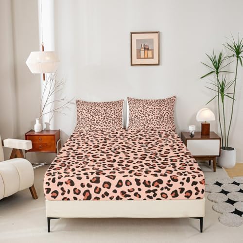 Castle Fairy Leopard Print Twin Fitted Sheet Set 1