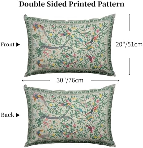 Green Rustic Floral Pillow Protectors Set of 2