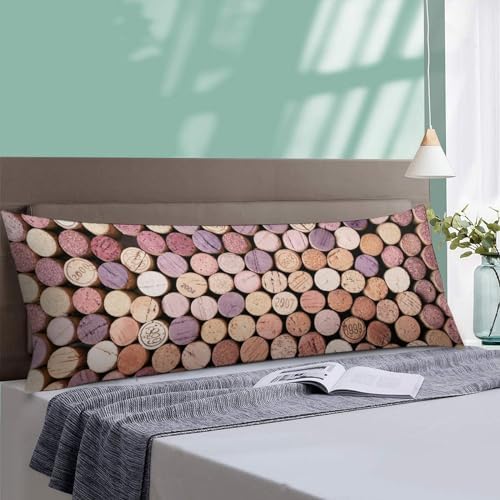 MEIKKO Wine Corks Body Pillow Cover with Zipper 20x54 1