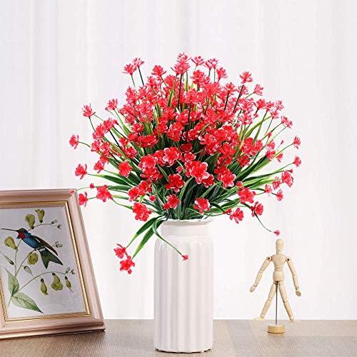 TEMCHY Artificial Daffodils Flowers 8 Bundles Red
