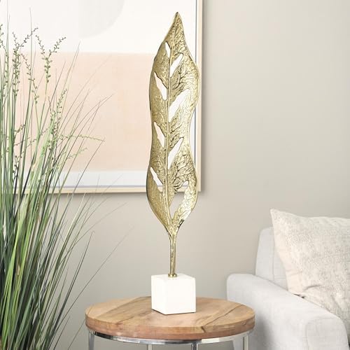 Deco 79 Gold Aluminum Leaf Sculpture with Marble Base