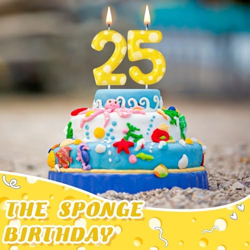 Cute Yellow Sponge Number 25 Birthday Candle