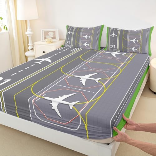 Castle Fairy Airplane Bed Sheet Set Twin Size with 1 Pillowcase