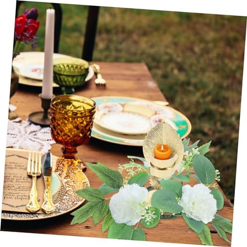 Alipis Pink Artificial Flower Garland Candle Holder 1