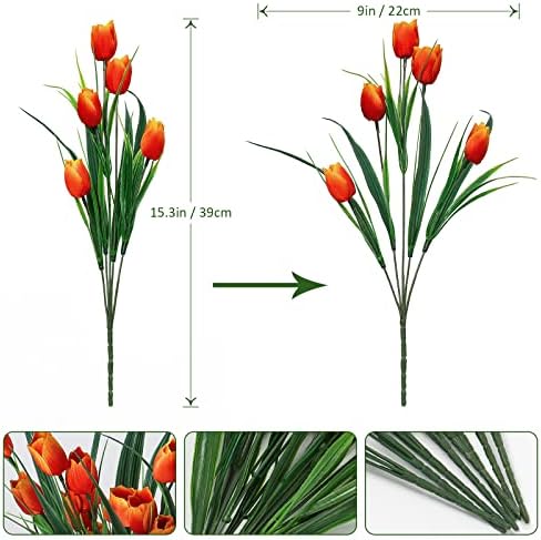 ASTNIC 8 Bundles Artificial Tulips for Outdoor Decor