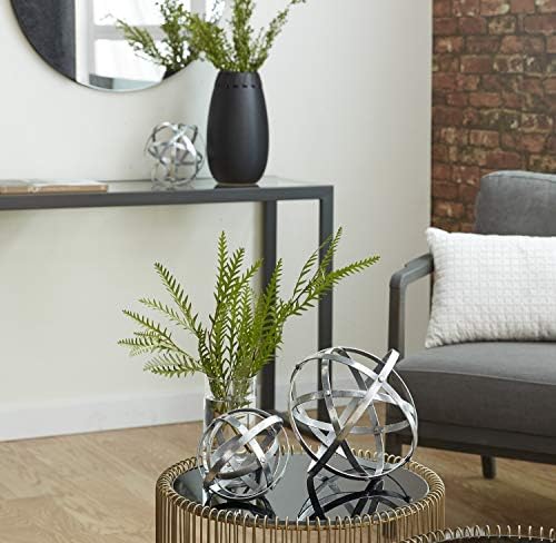 Deco 79 Modern Metal Geometric Statues Set of 3 6 8 10 Silver