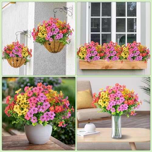 12 Bundles UV Resistant Artificial Daisy Eucalyptus Flowers