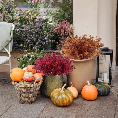 12Pcs Artificial Fall Flowers with UV Resistance