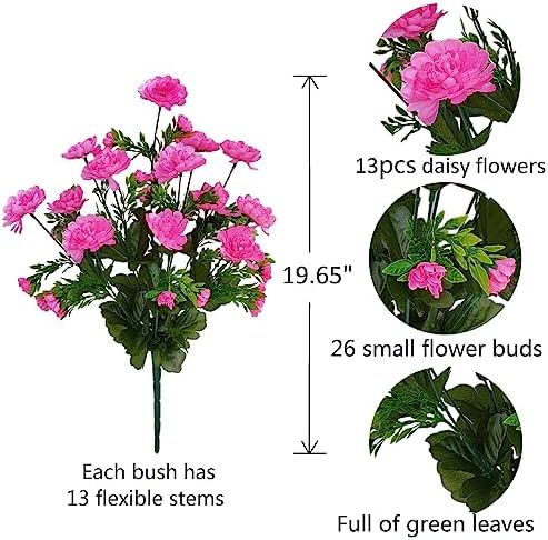 Raxcelivia Artificial Gerbera Daisy Bushes Pink 4 Pack