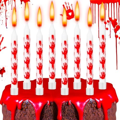 12 Pcs Bloody Handprint Candles Halloween Birthday Decorations