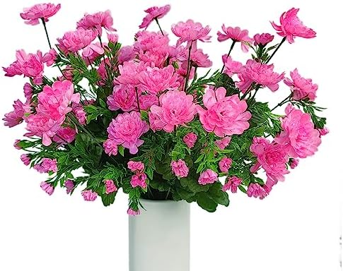 Raxcelivia Artificial Gerbera Daisy Bushes Pink 4 Pack