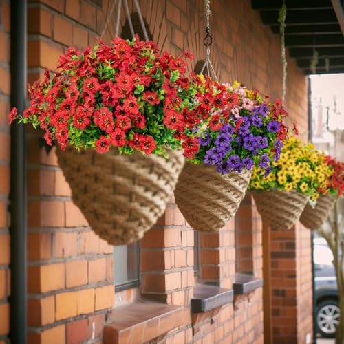 10Pcs Artificial Faux Flowers Red Outdoor Decor