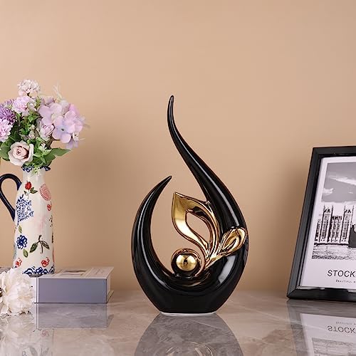 Modern Ceramic Art Statue with Gold Accents 1