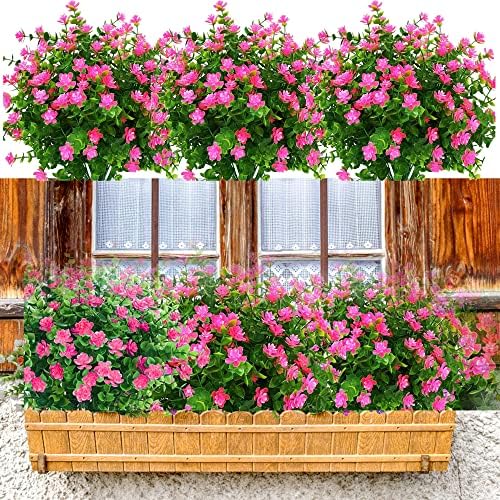 YIBUKIY Artificial Flowers 20 Bundles UV Resistant Fake Pink