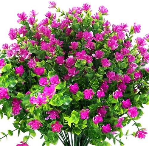 8 Bundles Faux Fuchsia Flowers UV Resistant for Outdoor Garden