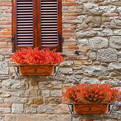 URSTOUD 10PCS Fall Red Artificial Eucalyptus Plants