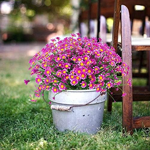 6 Bundles Artificial Daisies Fuchsia UV Resistant