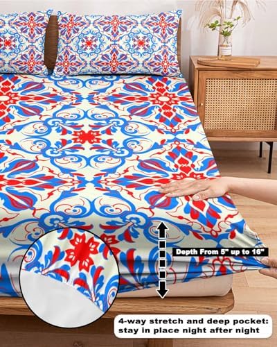 Queen Fitted Sheet Deep Pocket with Elastic and 2 Pillowcases