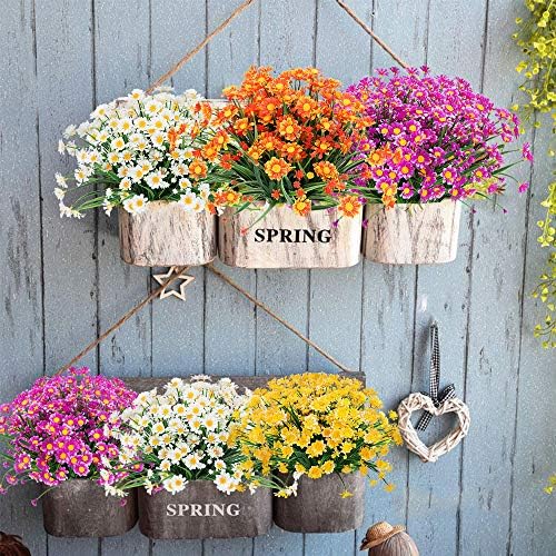 8 Bundles Artificial Daisies Flowers UV Resistant Decor