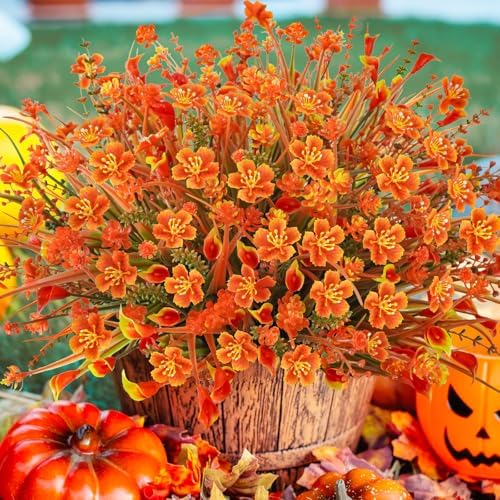 Ruidazon 16Pcs UV Resistant Fall Artificial Flowers for Outside Garden