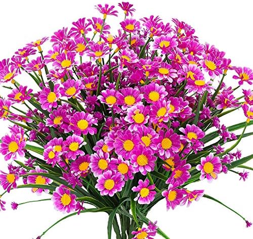 TEMCHY 8 Bundles Artificial Fushia Daisies for Decor