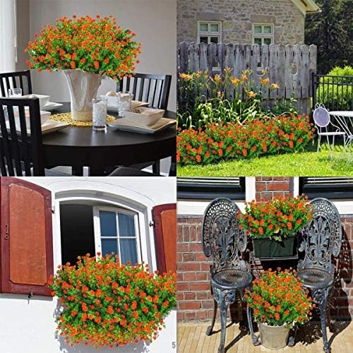 ZWYOQI 8pcs Artificial Orange Flowers UV Resistant Decor