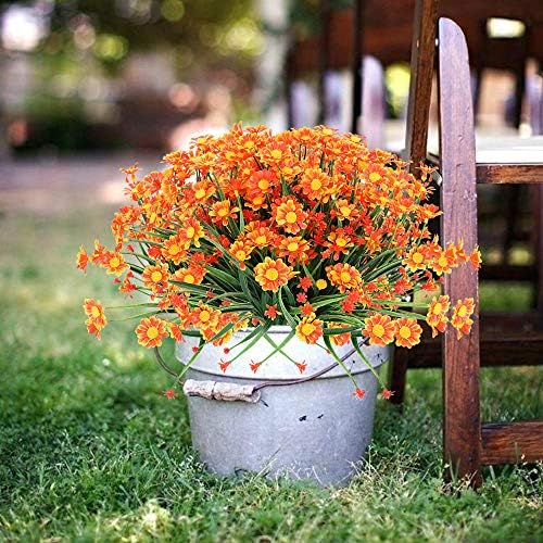8 Bundles Artificial Daisies Flowers UV Resistant Decor