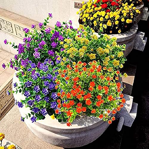 Satefello 10 Bundles Artificial Flowers for Outdoor Decor