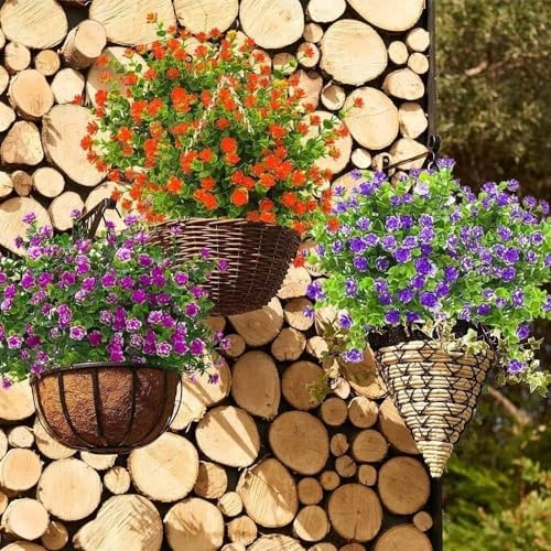 KLUFO Artificial Flowers 4Pack UV Resistant Home Decor White