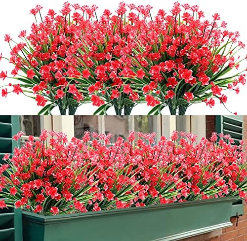 TEMCHY Artificial Daffodils Flowers 8 Bundles Red