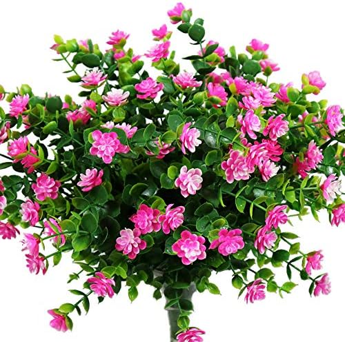 YOSICHY Artificial Flowers 6 Bundles Pink UV Resistant