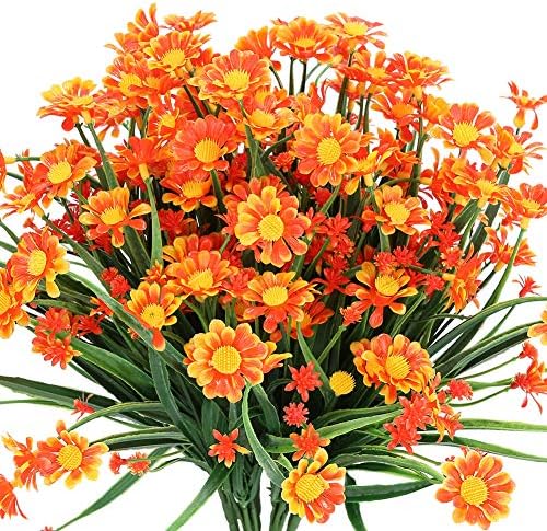 8 Bundles Artificial Daisies Flowers UV Resistant Decor