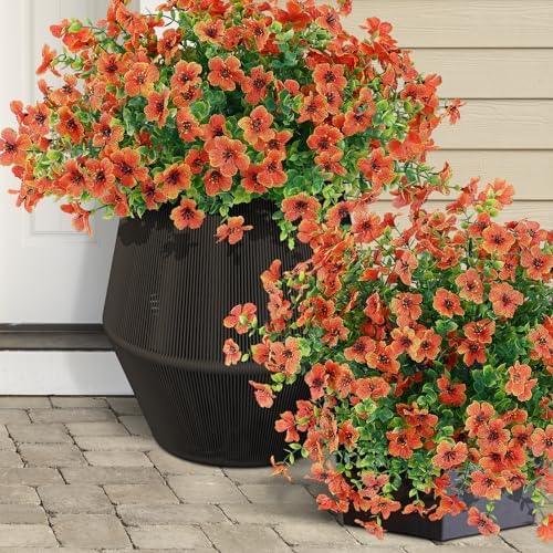 10 Bundles Artificial Orange Flowers for Outdoor Decor