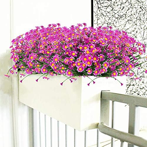 TEMCHY 8 Bundles Artificial Fushia Daisies for Decor