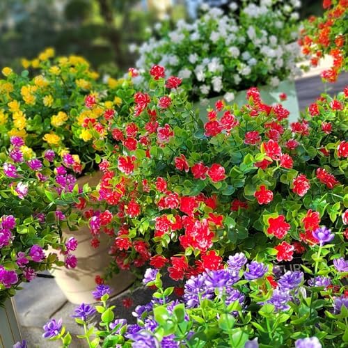 12 Bundles Artificial Flowers for Outdoor Use