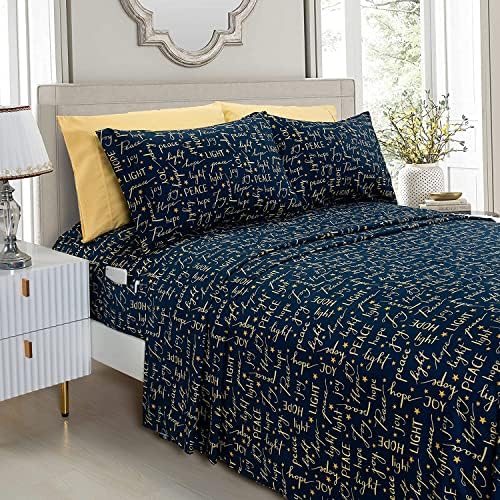 Elegant Comfort Holiday Printed 4-Piece Twin XL Sheet Set