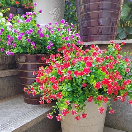 12 Bundles Artificial Flowers for Outdoor Use
