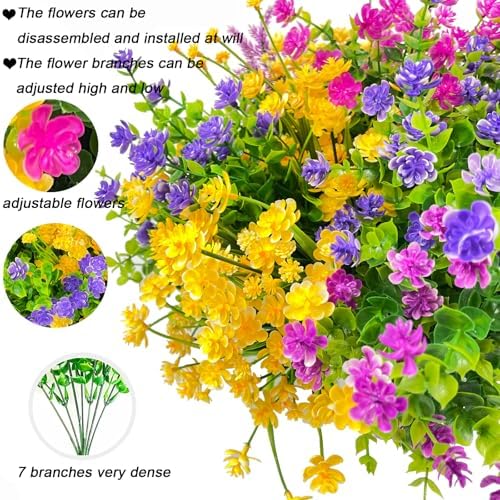 24 Bundle Artificial Flowers for Outdoor and Indoor Use