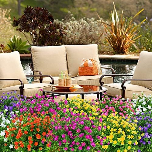 KLEMOO Artificial Flowers 4 Pack Fushia UV Resistant