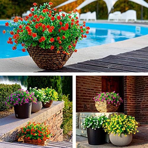 DRT DERUITAI Artificial Flowers Outdoor - 20 Bundles UV Resistant