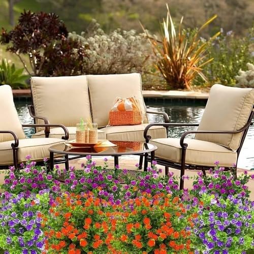 KLUFO Artificial Flowers 4Pack UV Resistant Home Decor White