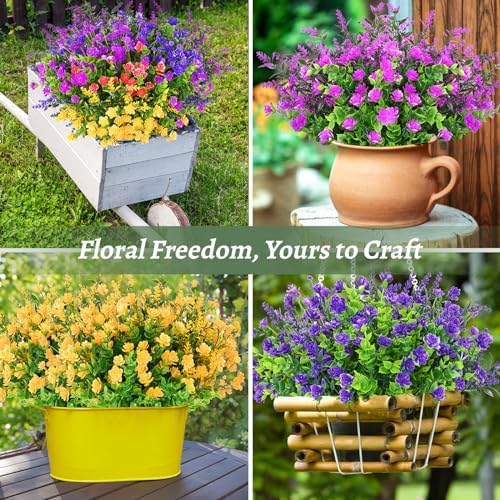 Yastouay 18-Bundle Artificial Flowers for Outdoor Decor