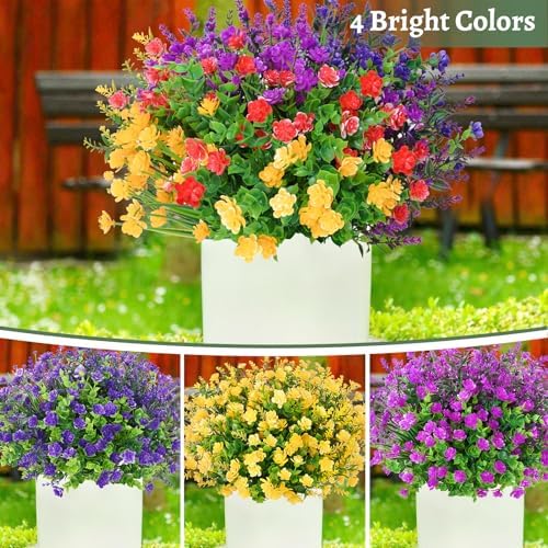 Yastouay 18-Bundle Artificial Flowers for Outdoor Decor